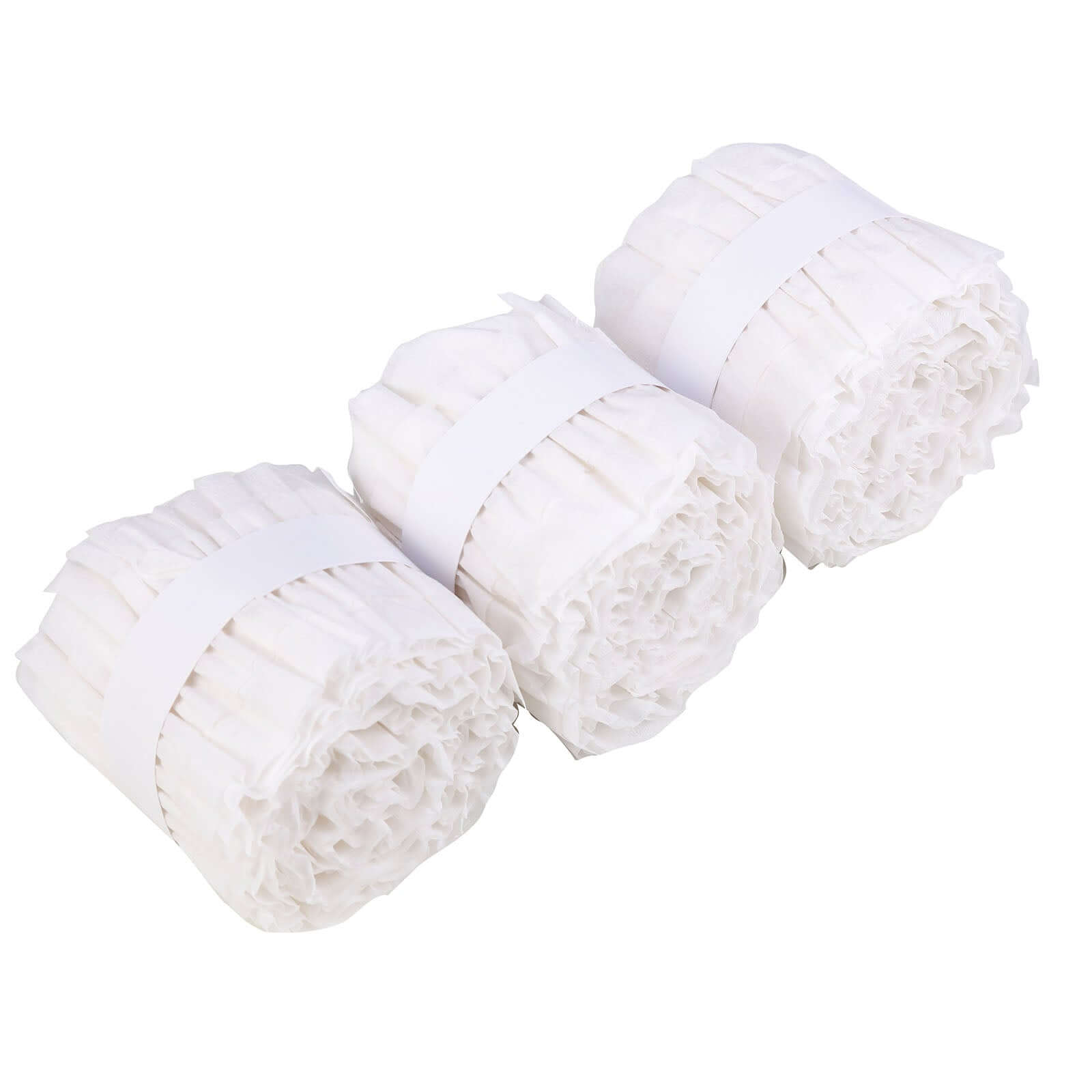 3 Pack White Ruffled Paper Streamer Rolls, Crepe Tissue Party Decorations 28ft