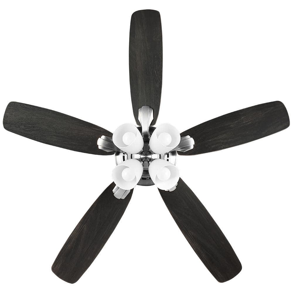 Hampton Bay Hollis 52 in Indoor LED Brushed Nickel Dry Rated Ceiling Fan with 5 Reversible Blades Light Kit and Remote Control