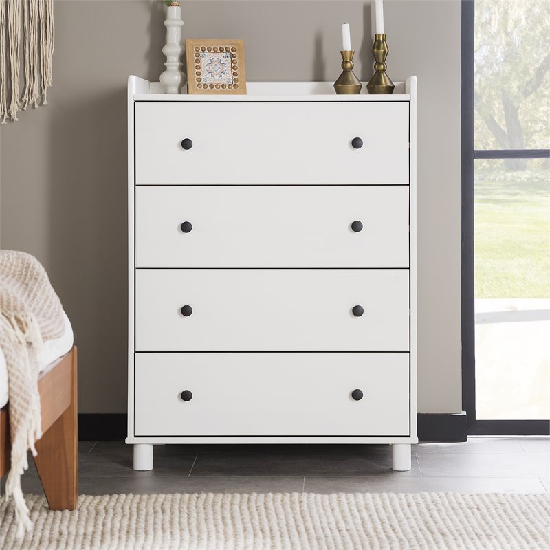 Pemberly Row 4-Drawer Solid Wood Bedroom Chest in White