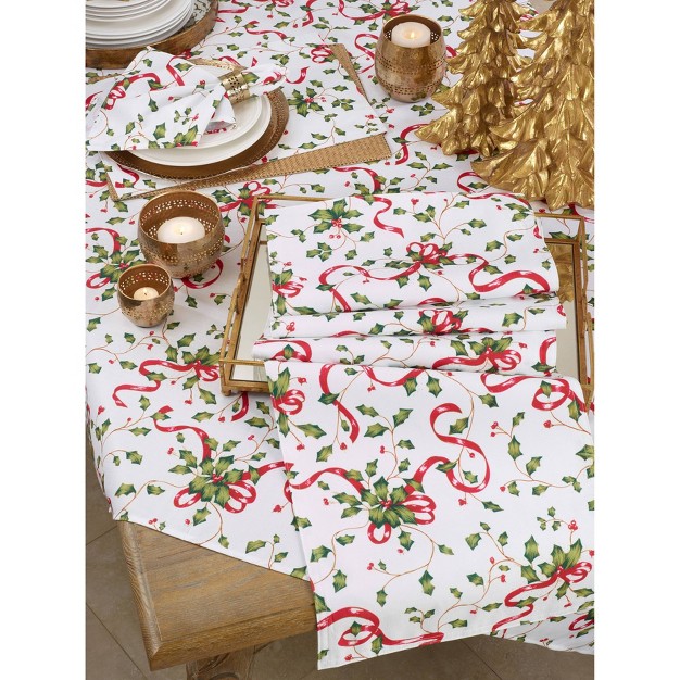 Holly And Ribbon Tablecloth Saro Lifestyle