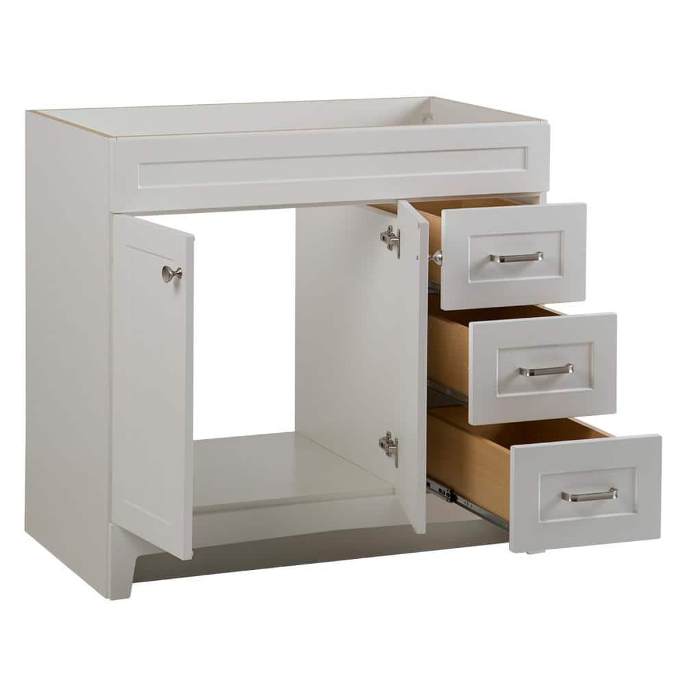 Home Decorators Collection Thornbriar 360 in W x 215 in D x 342 in H Bath Vanity Cabinet without Top in Polar White