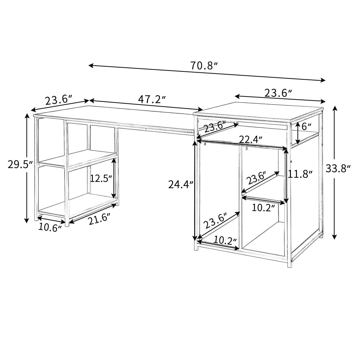 Aukfa Modern Computer Desk with Storage CPU  Writing PC Desk for Home Small Area  Black