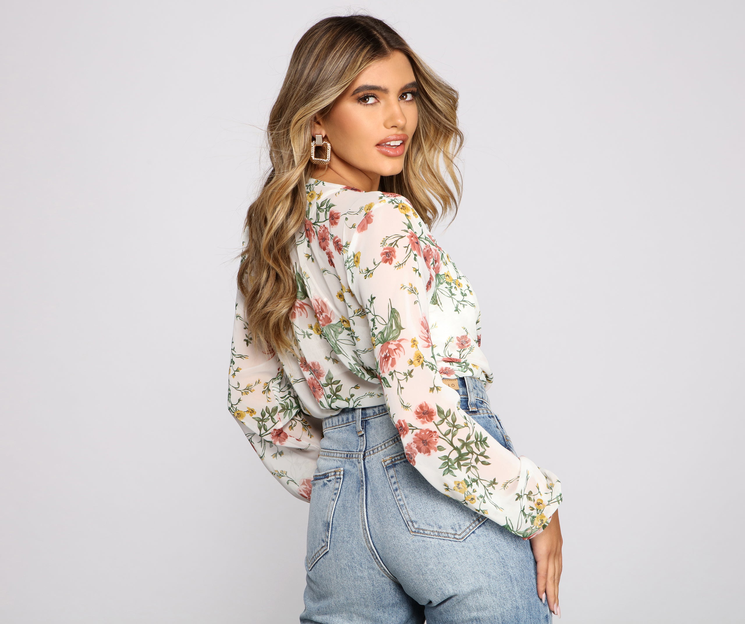 Bloom In Beauty Floral Chiffon Bodysuit