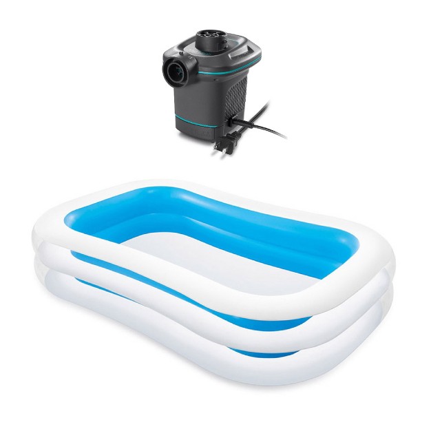 Intex Swim Center 198 Gal Family Swimming Pool amp 120v Electric Air Pump