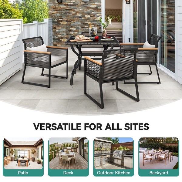 5Piece Patio Furniture Dining Set AllWeather Rattan Conversation Set