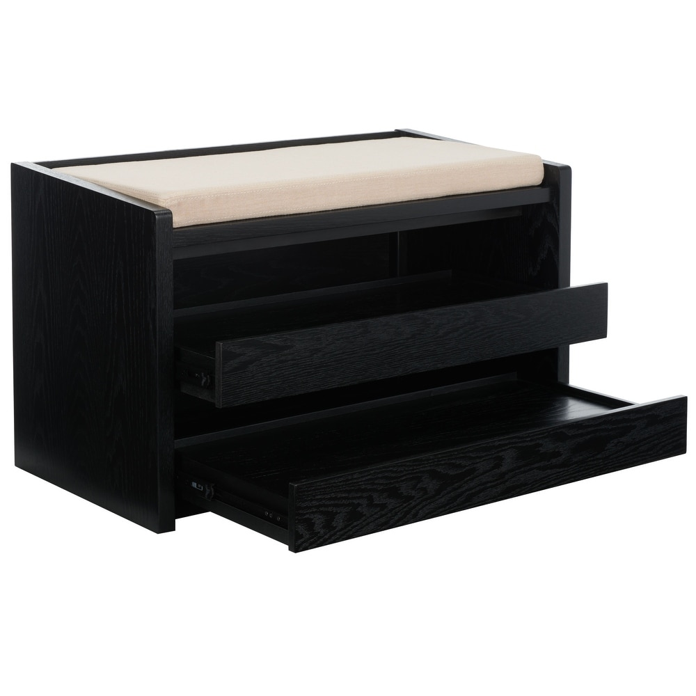 SAFAVIEH Percy Shoe Storage Bench  Rustic Oak / Beige   34\