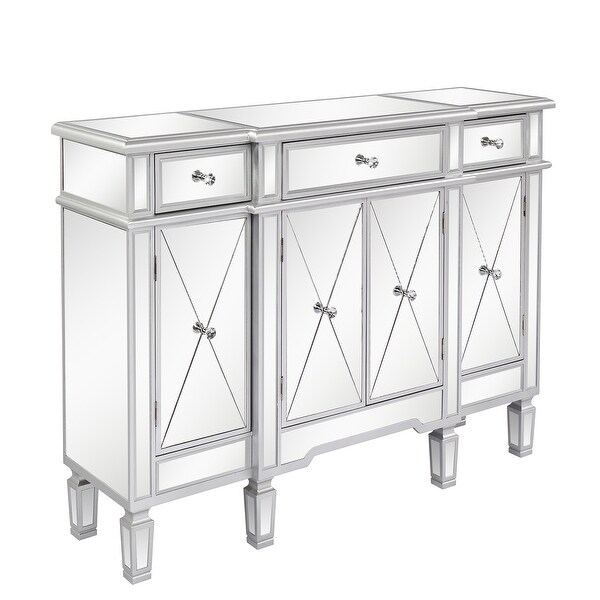 Glass TV STAND with 3-Drawers 4 X Shape Doors Cabinet