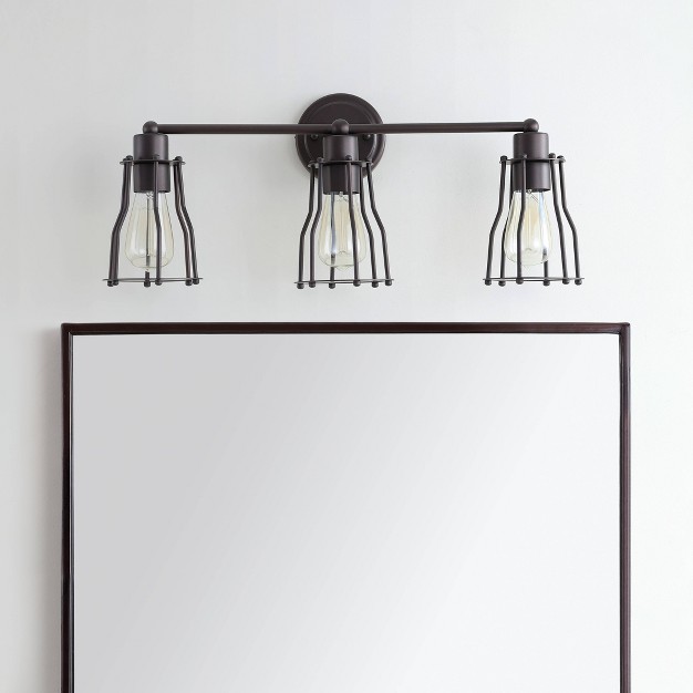 Evelyn Industrial Vanity Wall Light Black Jonathan Y Reversible Edison Bulb Included Hardwired Installation