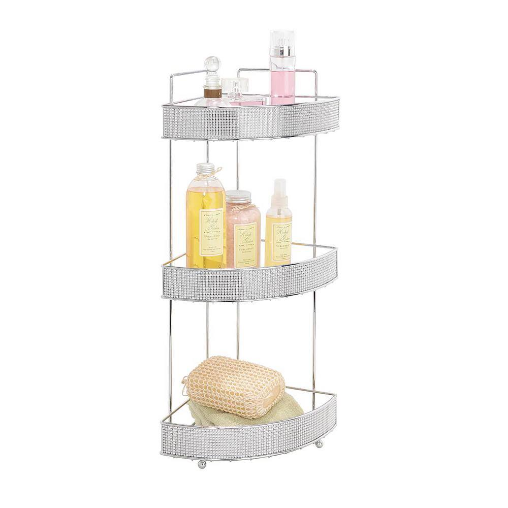 Bath Bliss 3 Tier Corner Bath Shelf in Pave Diamond Design 4976-CHR