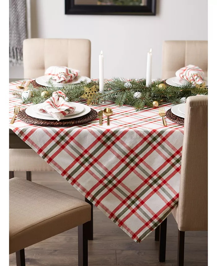 Design Imports Kitchen and Table Top Jolly Tree Collection Tablecloth Nutcracker Plaid 60 x 120