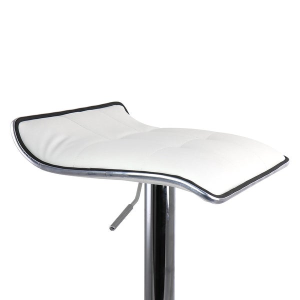 Elama 2 Piece Tufted Faux Leather Adjustable Bar Stool with Low Back in White with Chrome Base