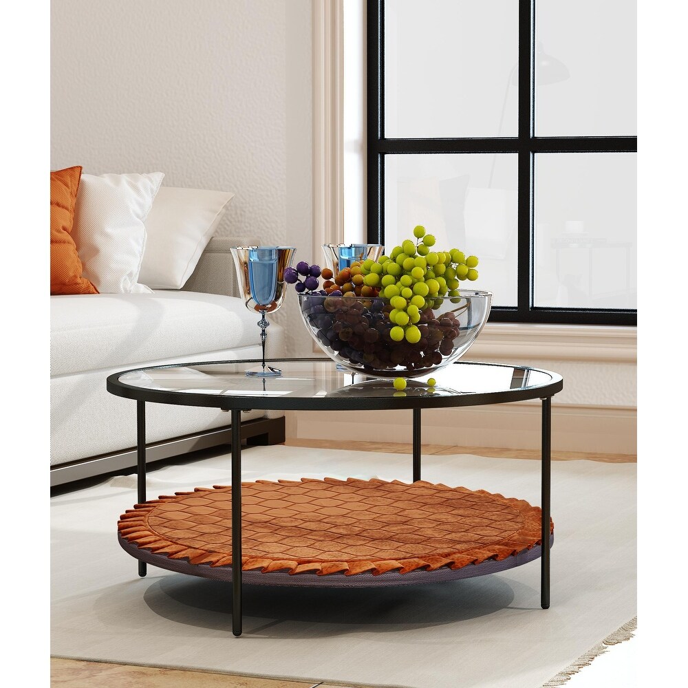 Corvus Matura 33 inch Round Glass Coffee Table With Storage