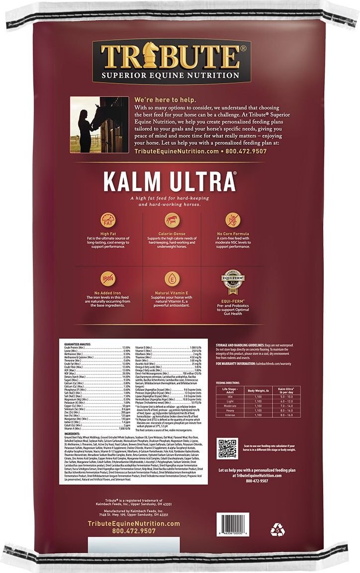 Tribute Equine Nutrition Kalm Ultra High Fat Horse Feed