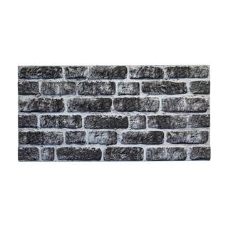 Dundee Deco Falkirk Uffcott III 0.8 in. x 39.4 in. x 19.7 in. Charcoal White Faux Brick Styrofoam 3D Decorative Wall Panel (10-Pack) UFHDL1703-10