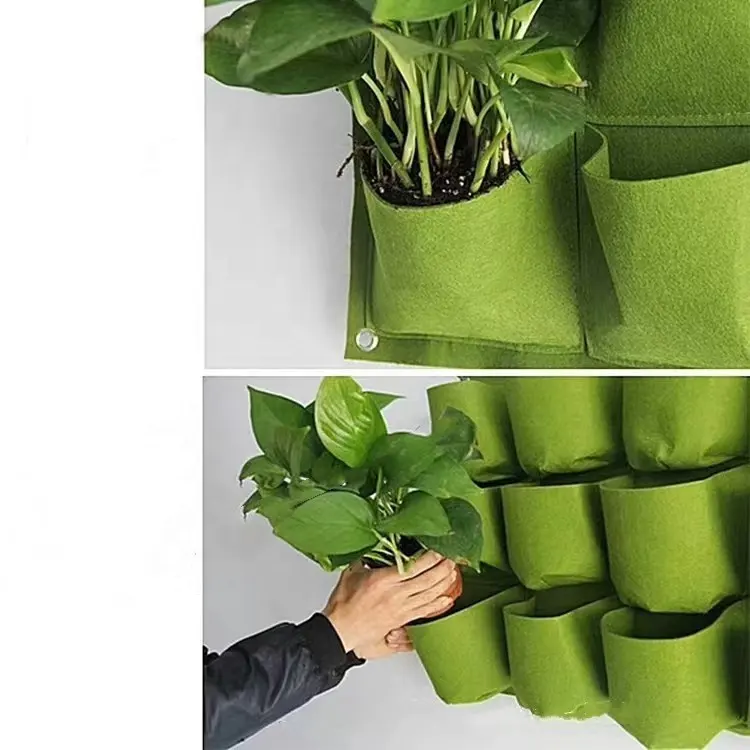 Garden Supplies 4/ 7/ 9/ 12 /18 /36/ 64 Pocket Felt Fabric Hanging Planter Vertical Garden Grow Bags