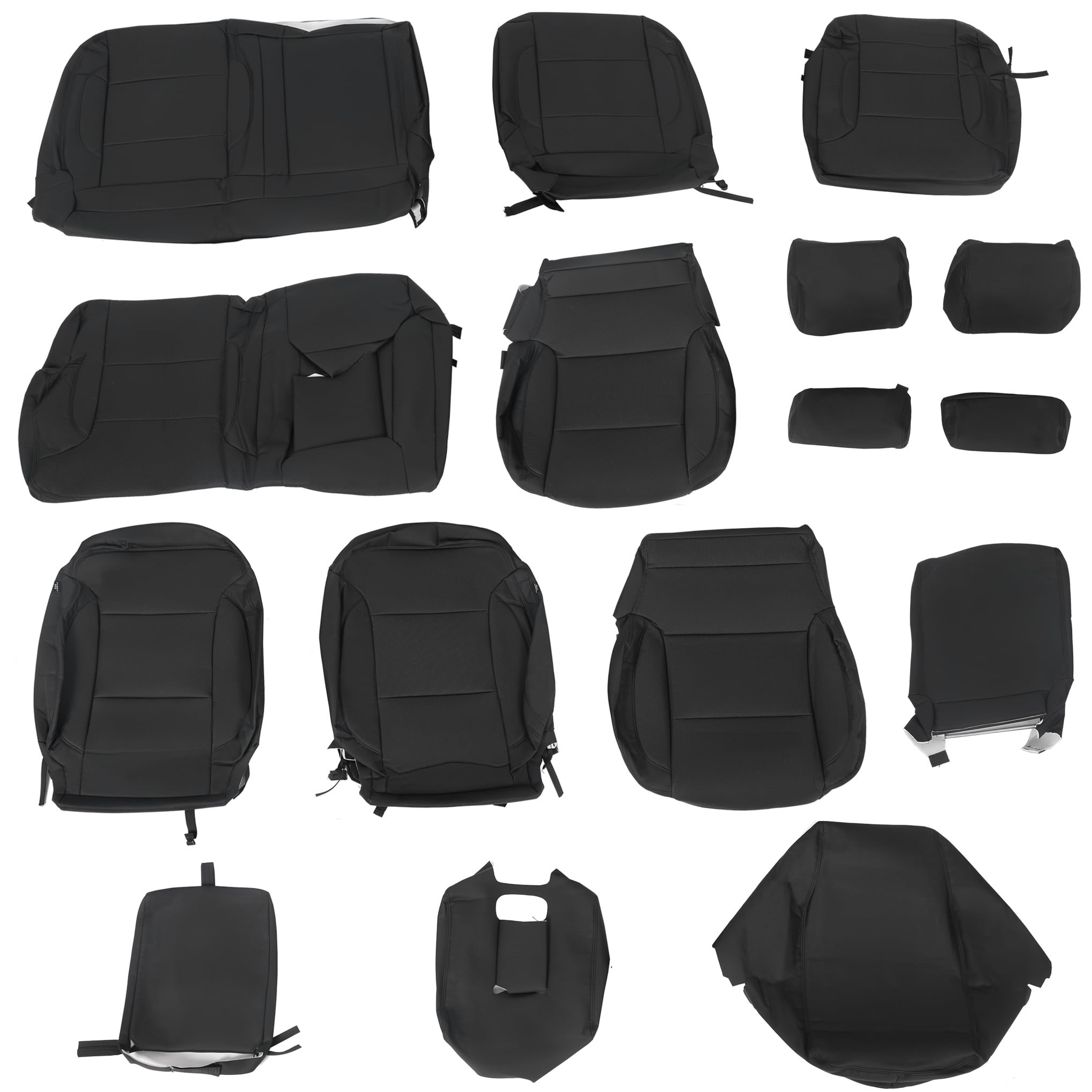 For 2014-2018 Chevy Silverado Crew Cab LT KATZKIN Style Black Seat Covers 15 16 17