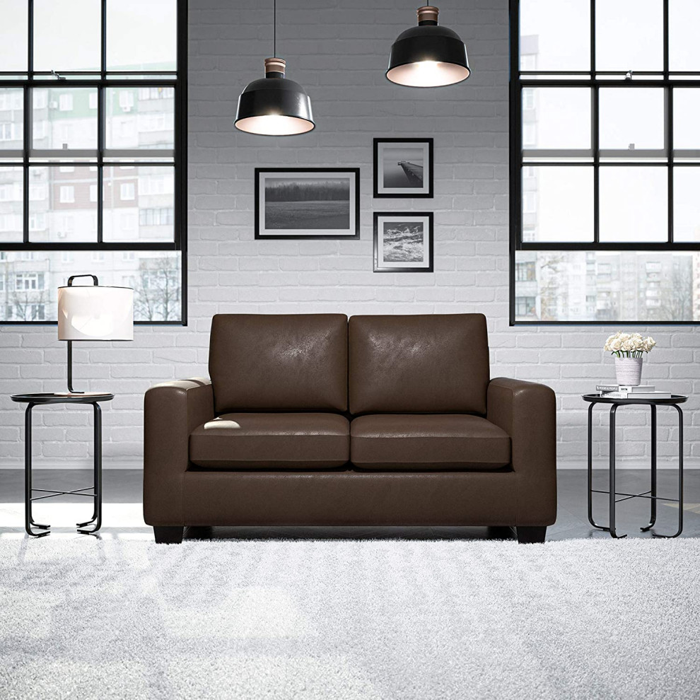 Contemporary Loveseat  Cushioned Seat and Back With Flared Arms   Transitional   Loveseats   by Declusia  Houzz