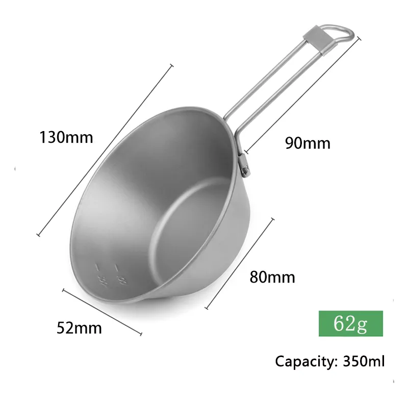 Wholesale Direct Sales titanium Snow Bowl outdoors Hiking Camping Pure titanium tableware Portable folding bowl