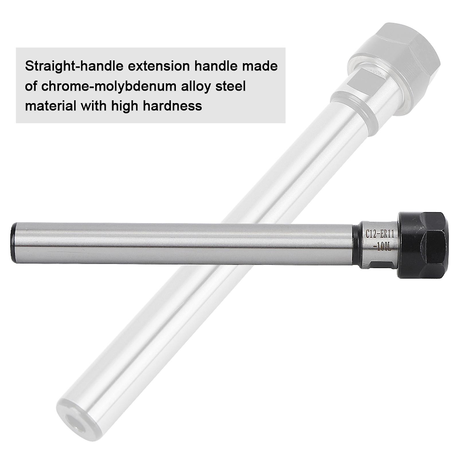 Collet Chuck Holder Chrome Molybdenum Alloy Steel Straight Extension Rod Er11a-100l(c12 )