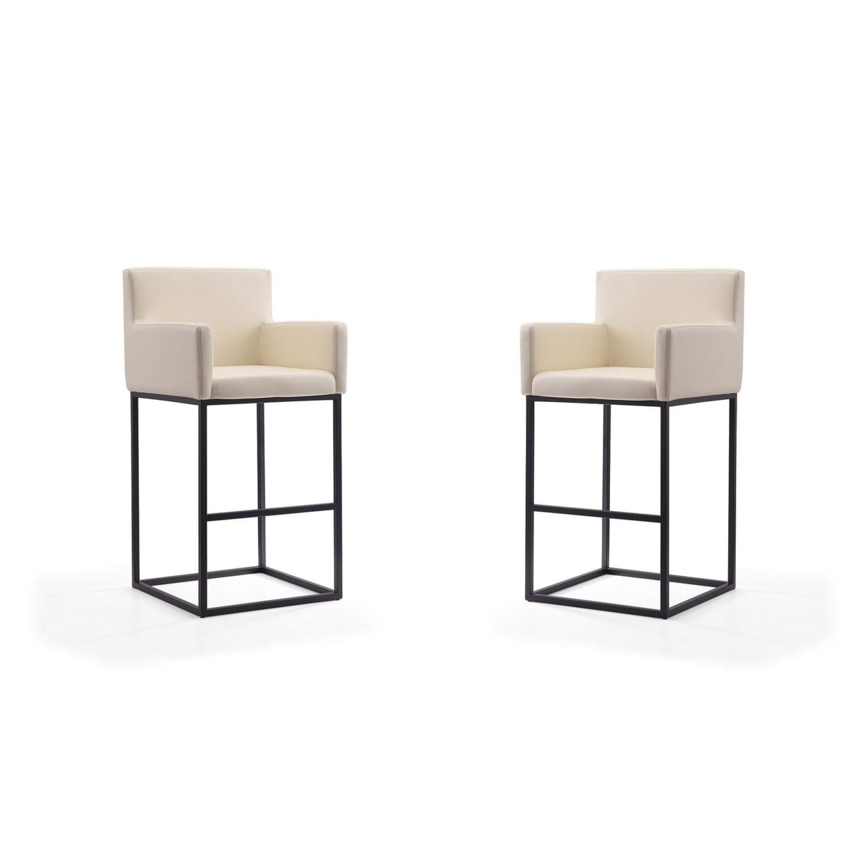 Ambassador 42 in. Cream and Black Metal Barstool (Set of 2)