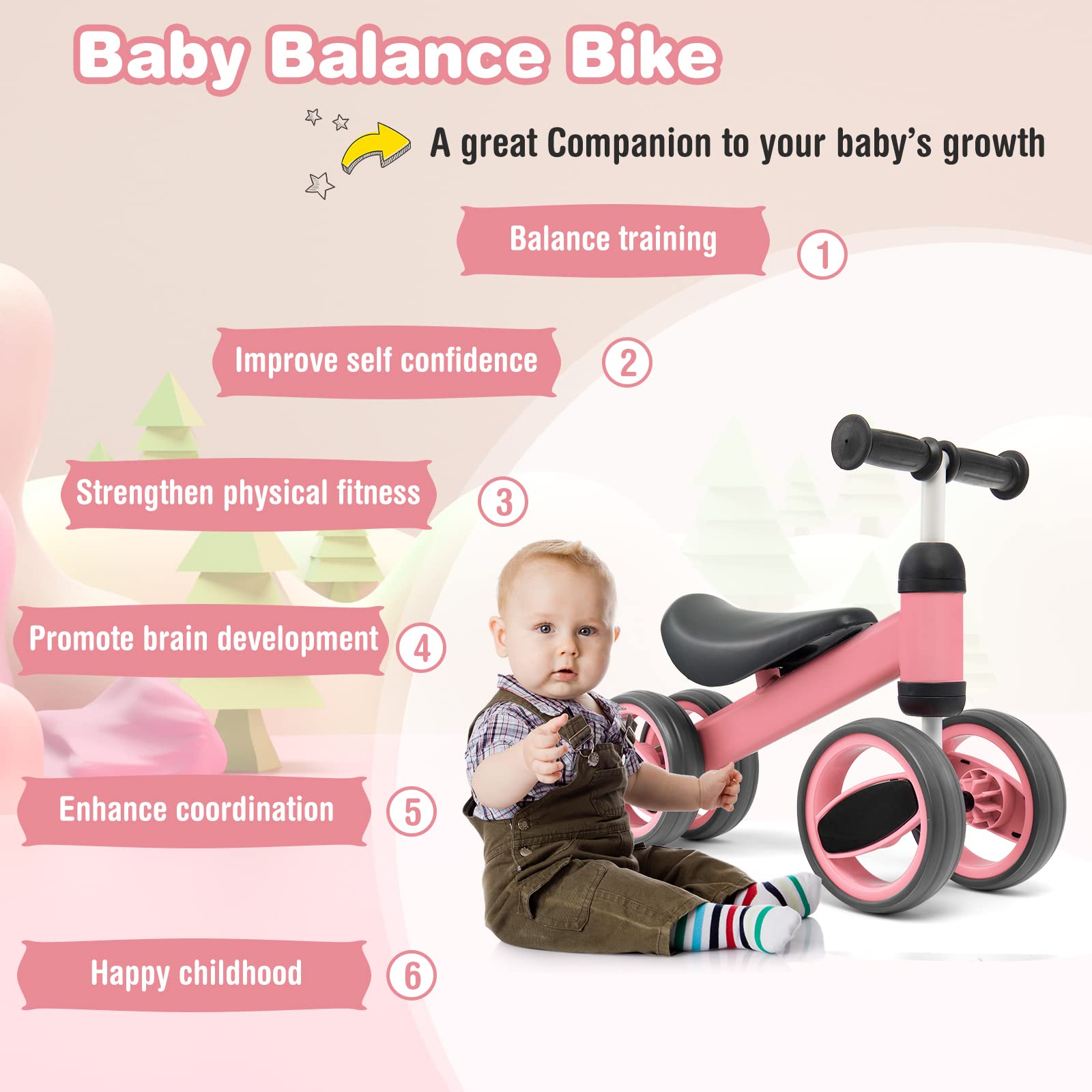 Costzon Baby Balance Bike for 1-2 Year Old Boys Girls, 12-24 Month Toddler Balance Bike