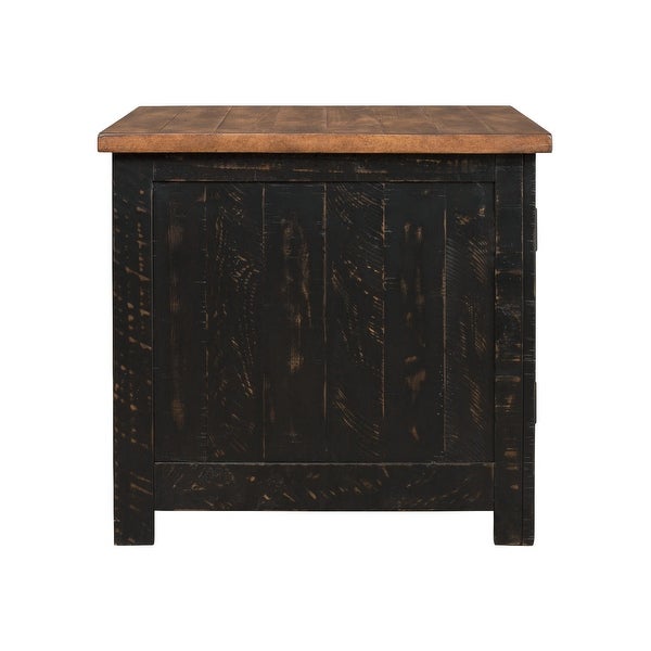 Valebeck Black/Brown Pinewood Rectangular End Table