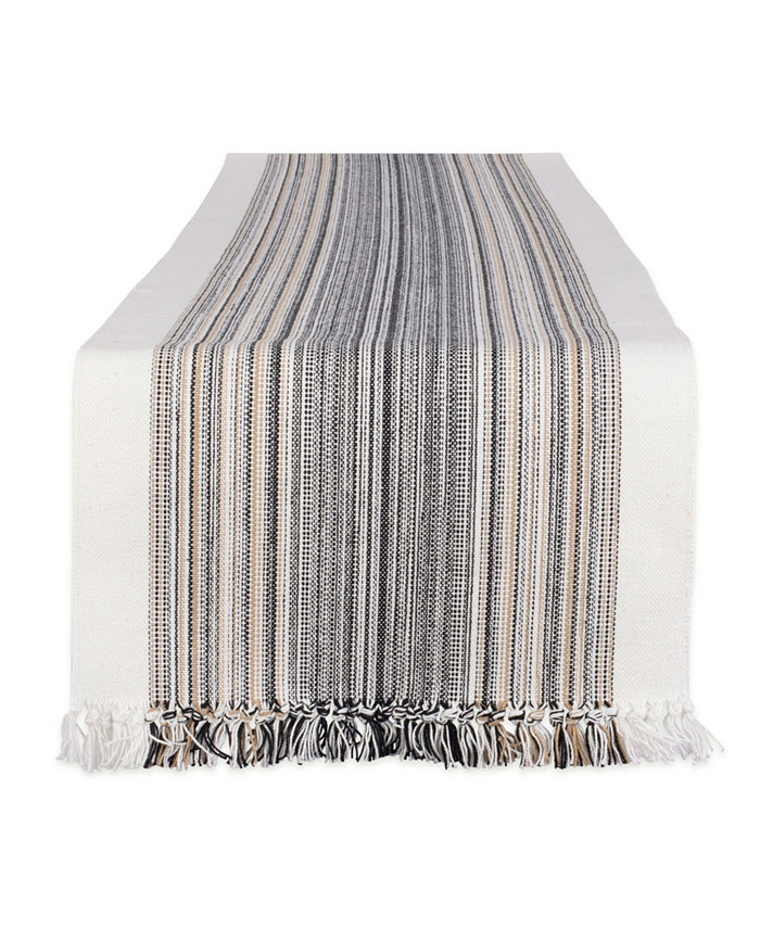 Design Imports Striped Fringed Table Runner 14 x 108