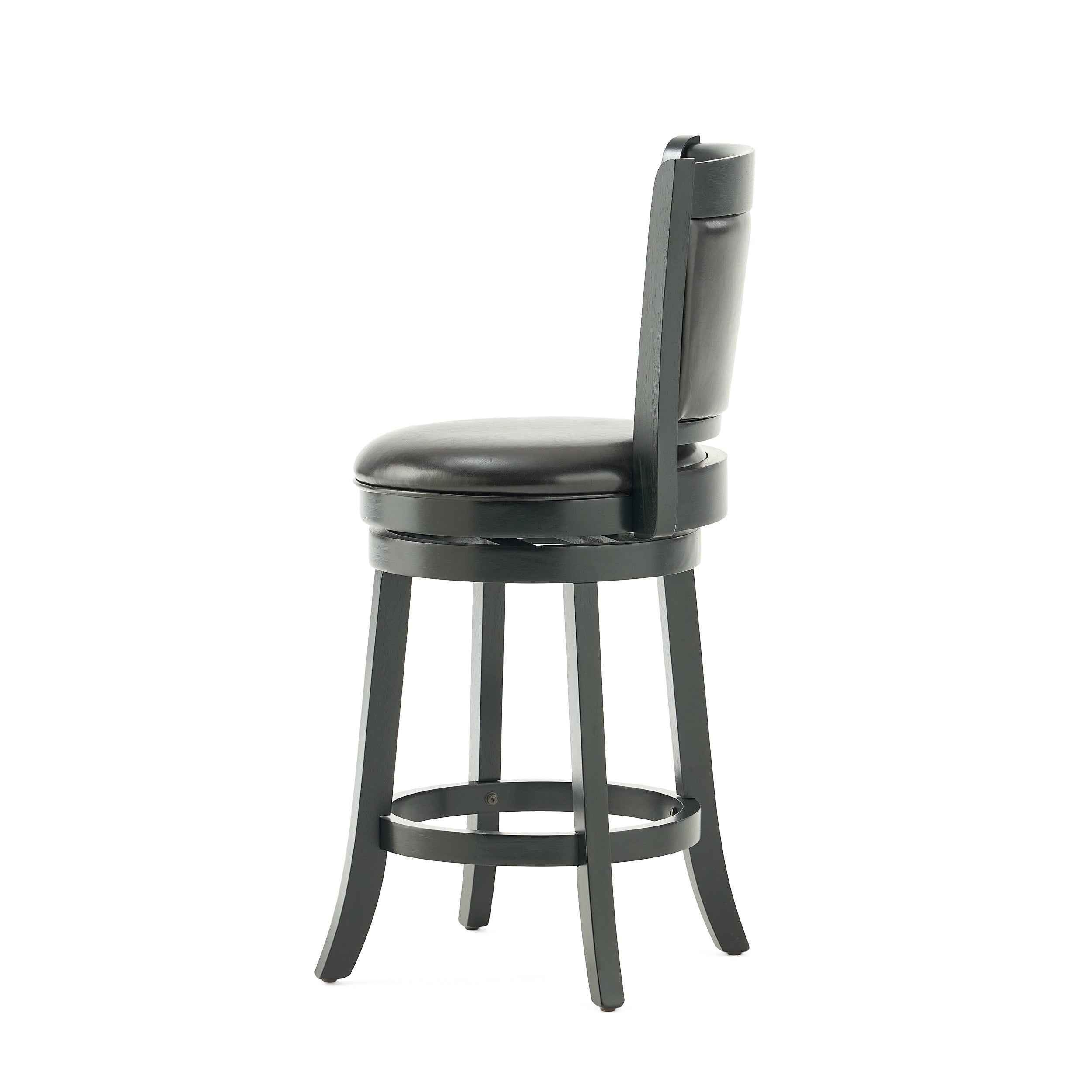 Davis 24-Inch Black Bonded Leather Swivel Backed Counter Stool