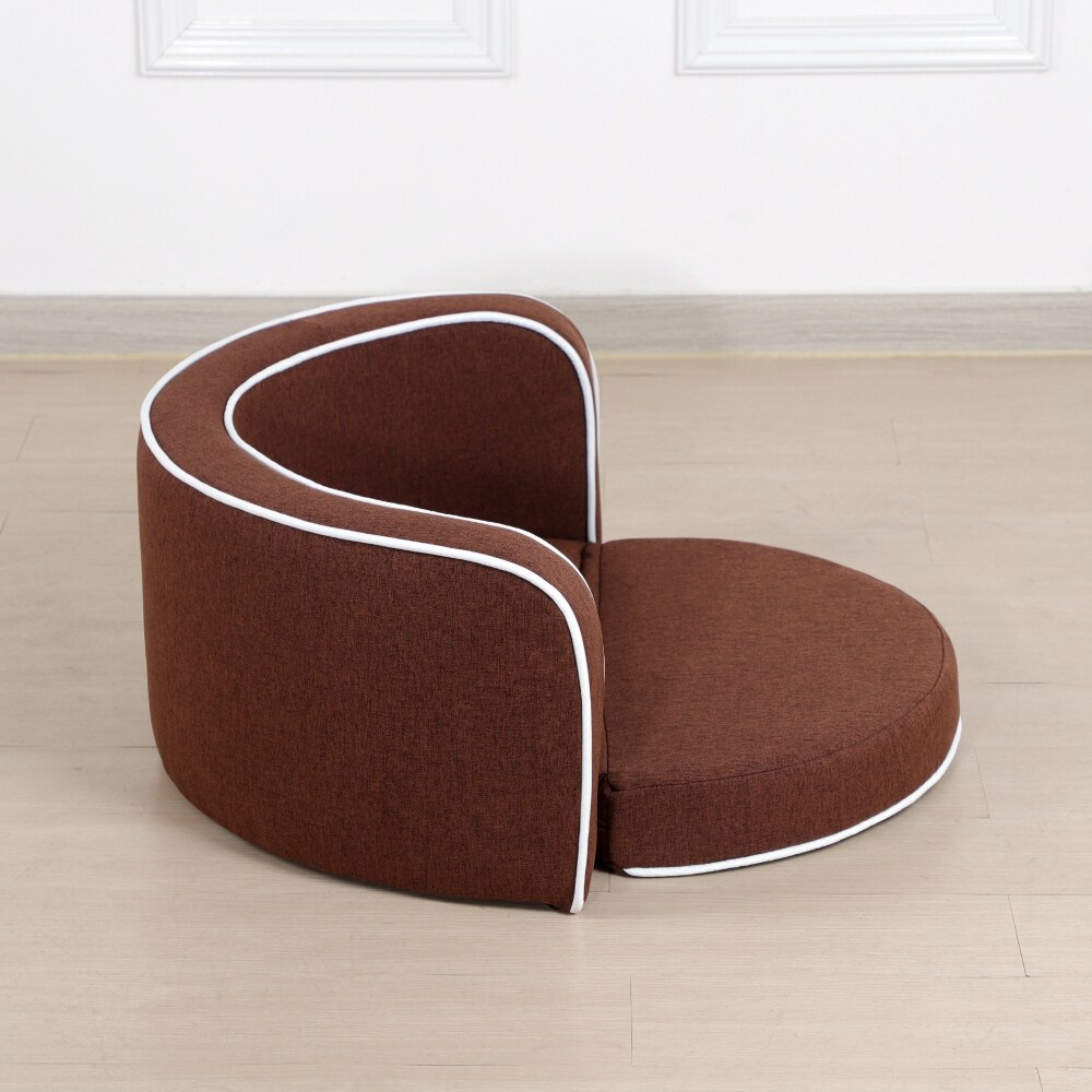 Brown Round Curved Appearance Pet Sofa with Cushion