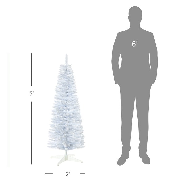 5' / 7' Christmas Tree，Slim Design with Realistic Branches，White