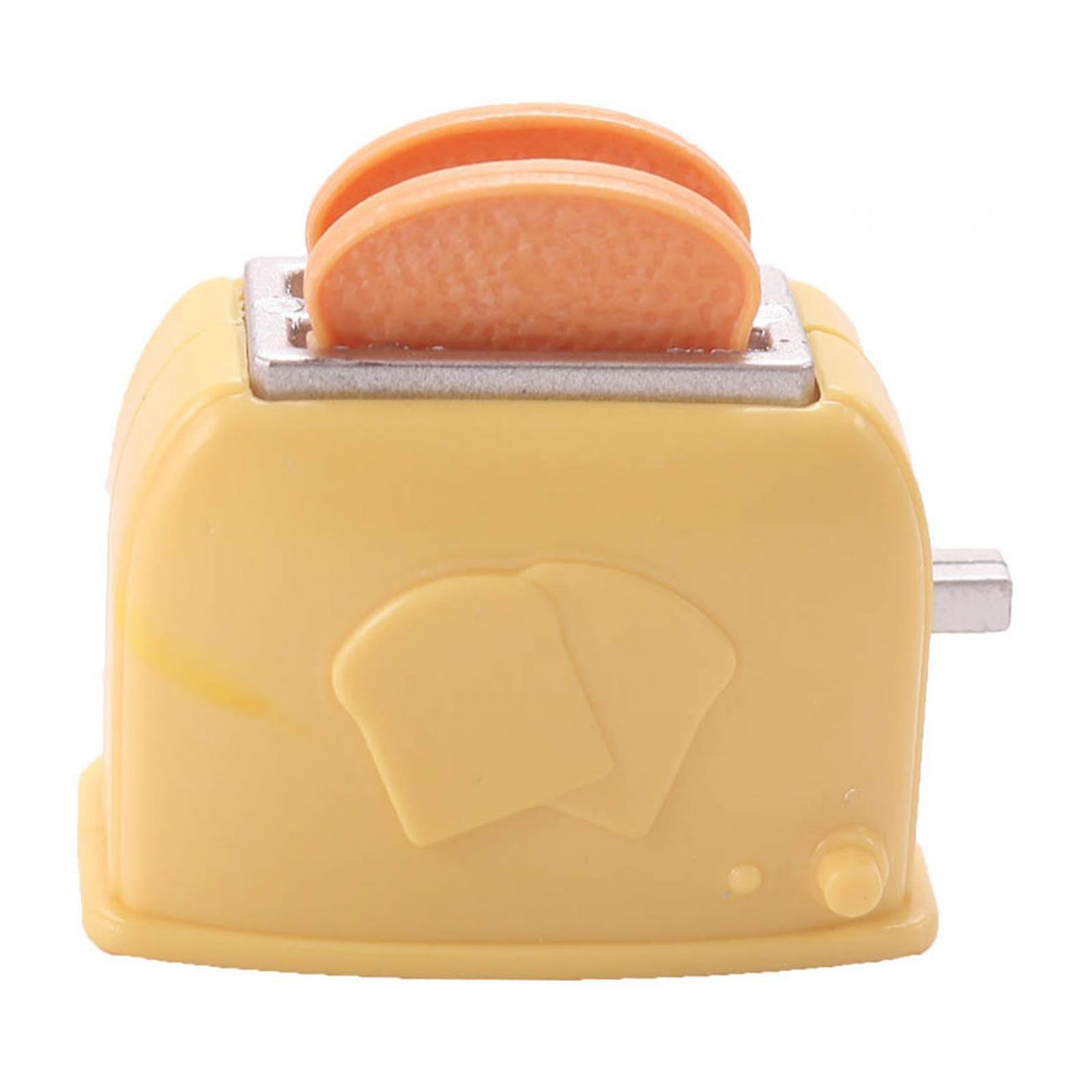 Dollhouse Bread Toaster Miniature Breakfast Bread Toaster For 1/6 1/12 Cafes Yellow