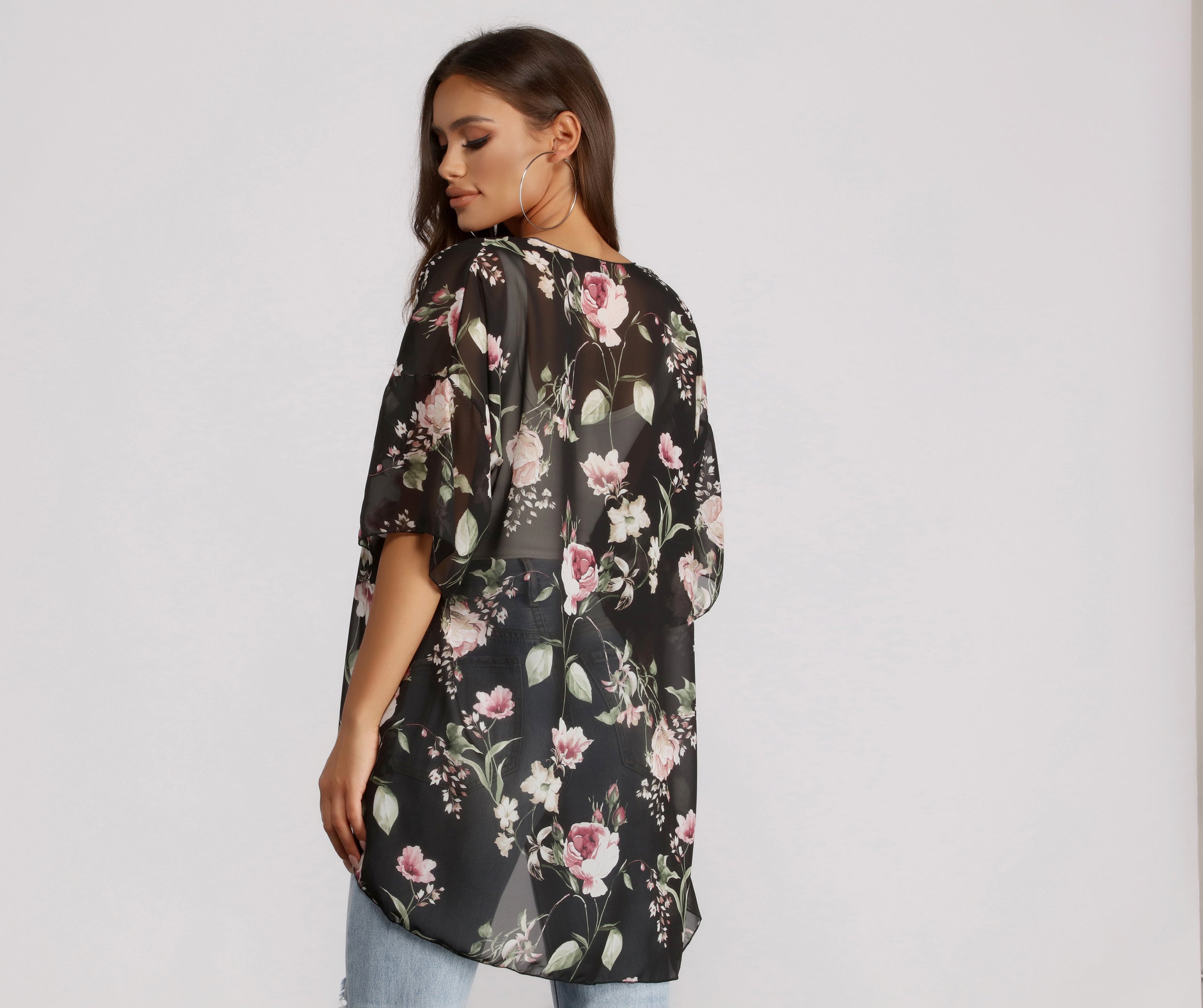 Floral Moment Chiffon Kimono