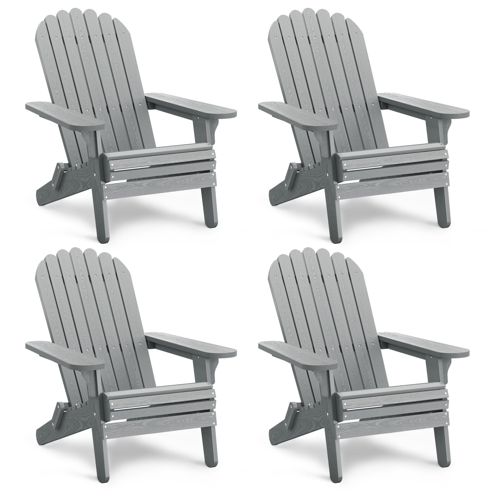 YITAHOME Folding Adirondack Chair Set of 4, Weather Resistant Poly Resin Fire Pit Chairs for Patio Pool Deck Lawn and Garden, Gray