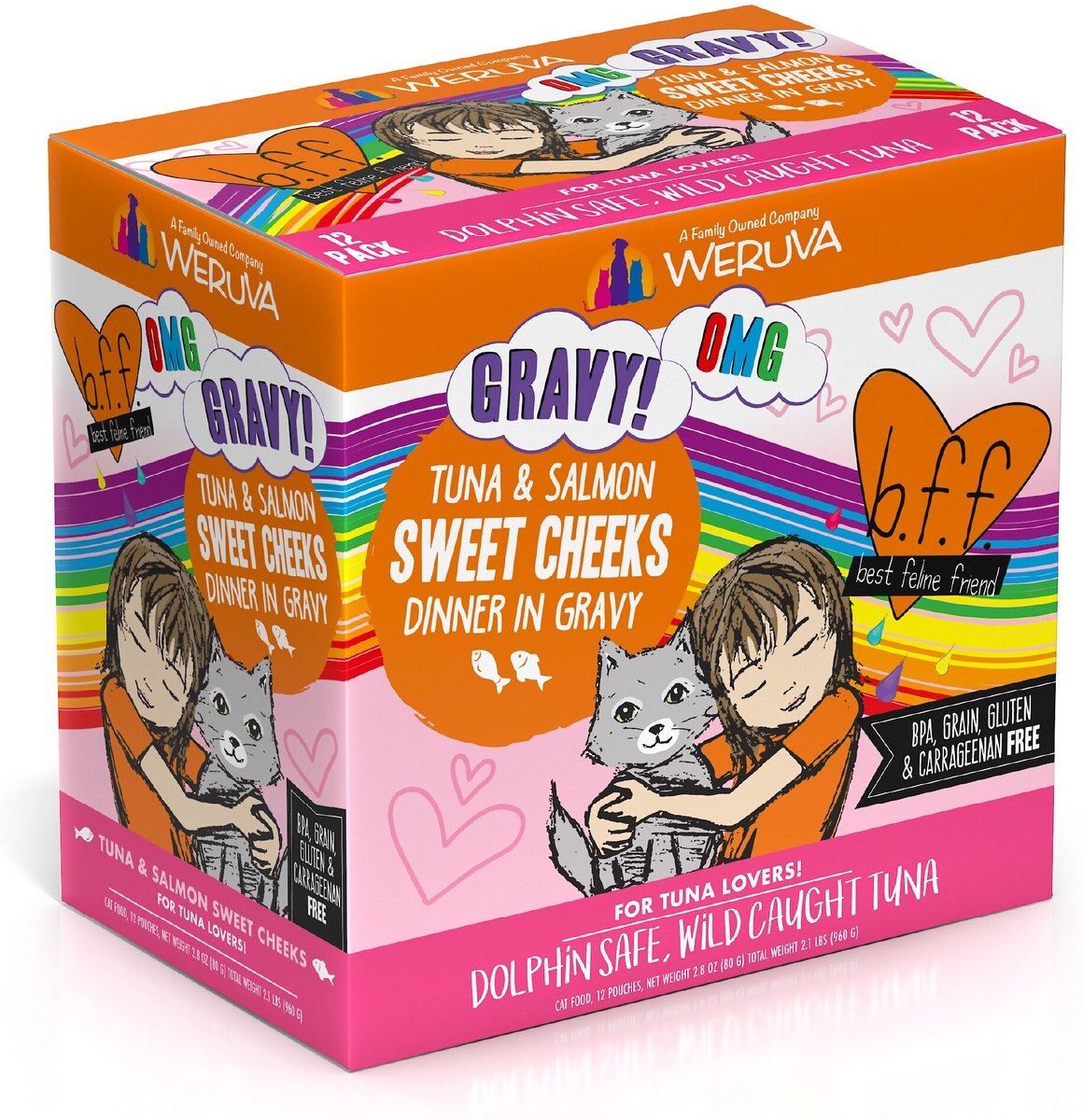 BFF Tuna and Salmon Sweet Cheeks Dinner in Gravy Wet Cat Food Pouches