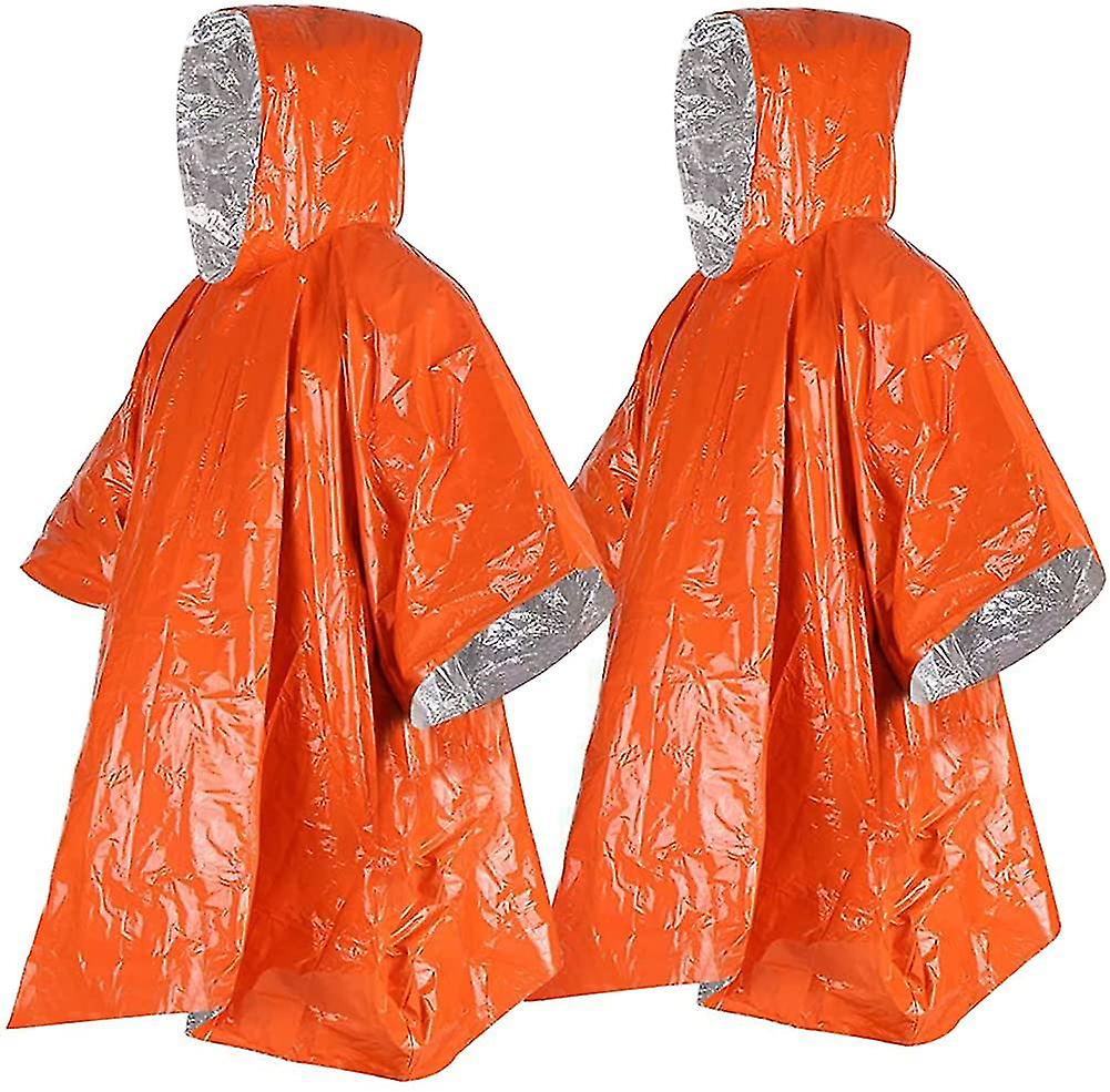 2pcs Emergency Blanket Poncho，emergency Survival Rain Poncho Lightweight Heat