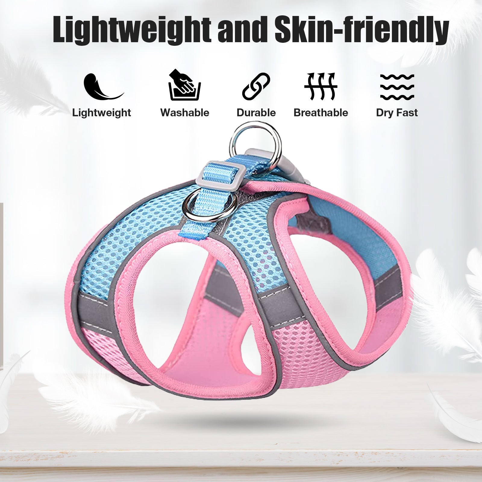 Cat Harness and Leash， Escape Proof Cat Vest Dog Walking Leash and Harness Set， Adjustable Step in Pet Harness， Reflective Breathable Easy Control Vest for Small Large Kitten Dog Outdoor， Pink 2XS