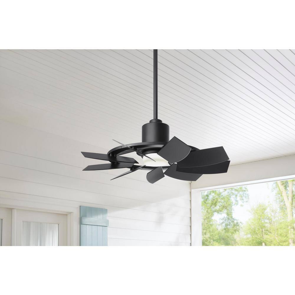 Home Decorators Collection Stonemill 36 in. LED Outdoor Matte Black Ceiling Fan with Light AM689-MBK