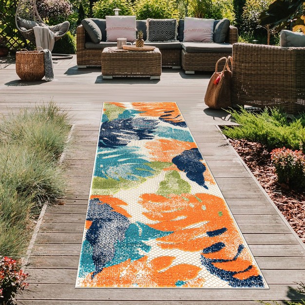 World Rug Gallery Arles Palm Floral Leaves Indoor outdoor Area Rug