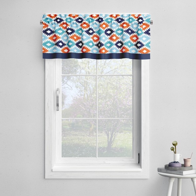 Bacati Liam Aztec Print Aqua orange navy Window Valance