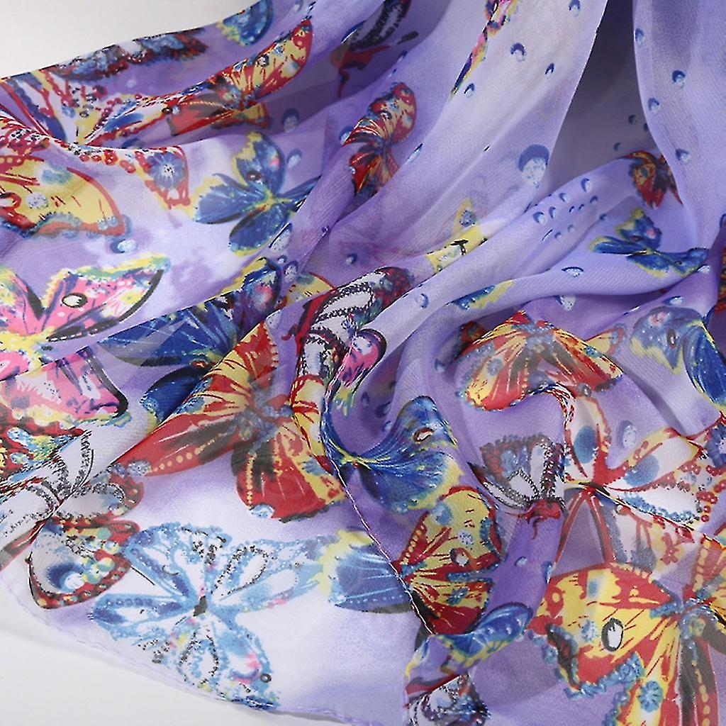 160*50cm Women Flower Print Long Soft Wrap Scarf Simulation Silk Shawl Scarves