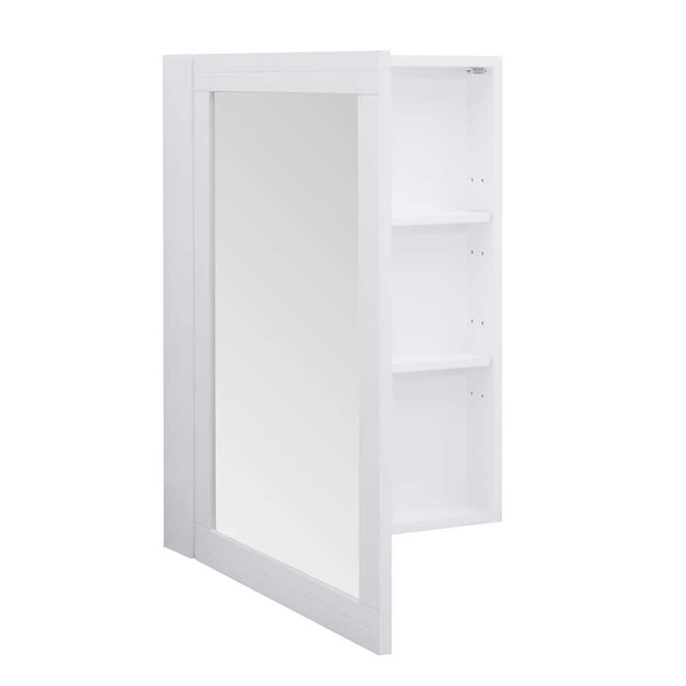 Home Decorators Collection Sturgess 24 in W x 32 in H Rectangular White Wood Framed Surface Mount Medicine Cabinet with Mirror