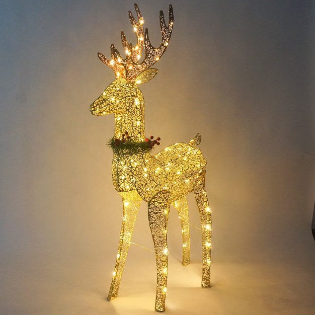 Joiedomi 5ft Gold Buck With Wreath amp ribbon Yard Light Christmas Outdoor Deer Yard Lights Decor