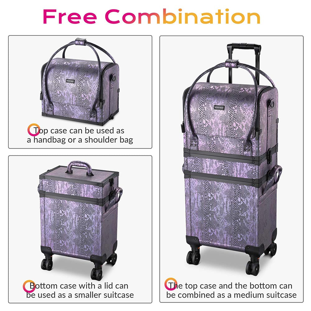 Byootique Rolling Makeup Case Snakeskin Purple Artist Travel Case