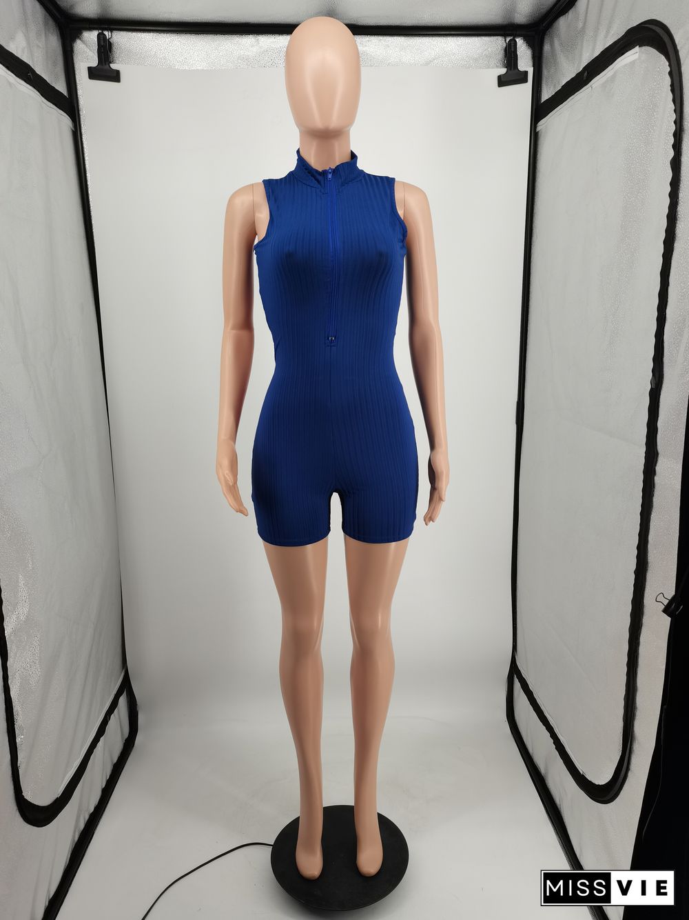 Activewear Solid Color Sleeveless Bodycon Rompers