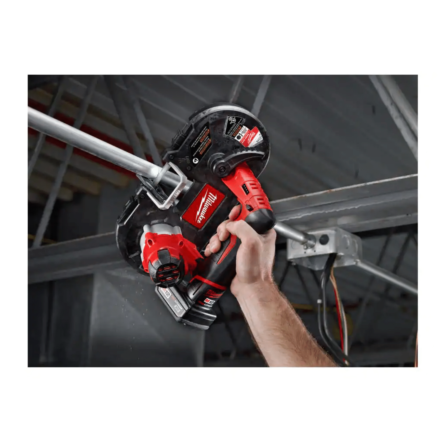 Milwaukee M12 12V Lithium-Ion HACKZALL Cordless Reciprocating Saw Kit w/ M12 Sub-Compact Band Saw and 6.0Ah XC Battery Pack