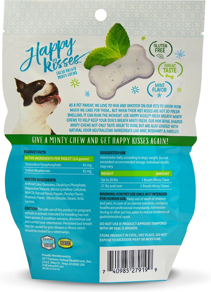 Happy Kisses Fresh Breath Mint Flavored Dog Dental Chews