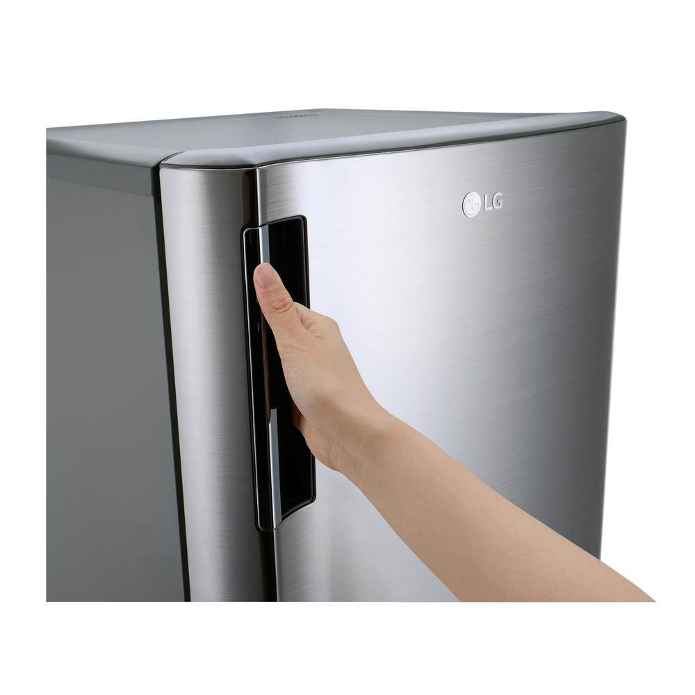 LG 20.63 in. W. 6 cu. ft. Single Door Top Freezer Refrigerator with Inverter Compressor  Pocket Handle in Platinum Silver LRONC0605V