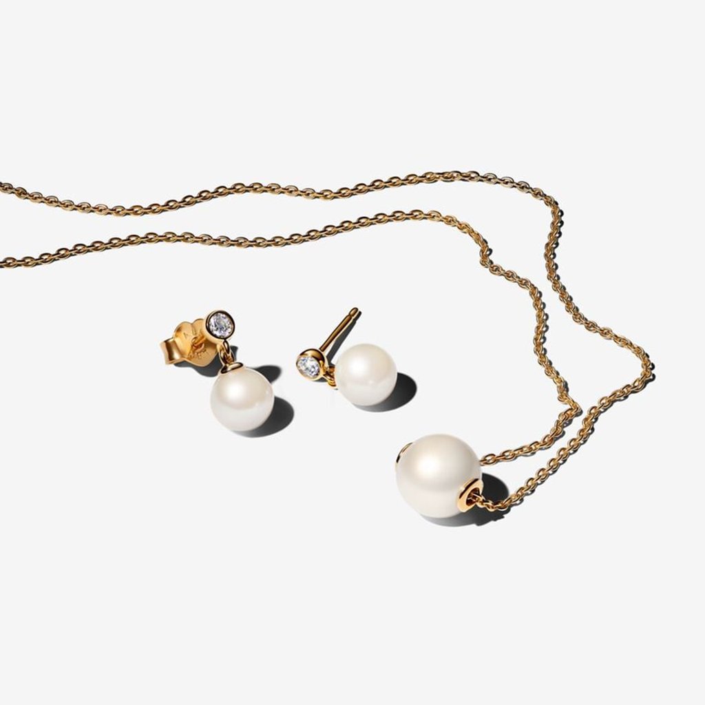 PANDORA  Gold Plated Pearl Jewelry Set