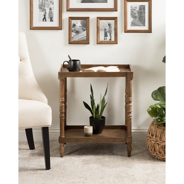 Kate and Laurel Bellport Wood Side Table with Shelf