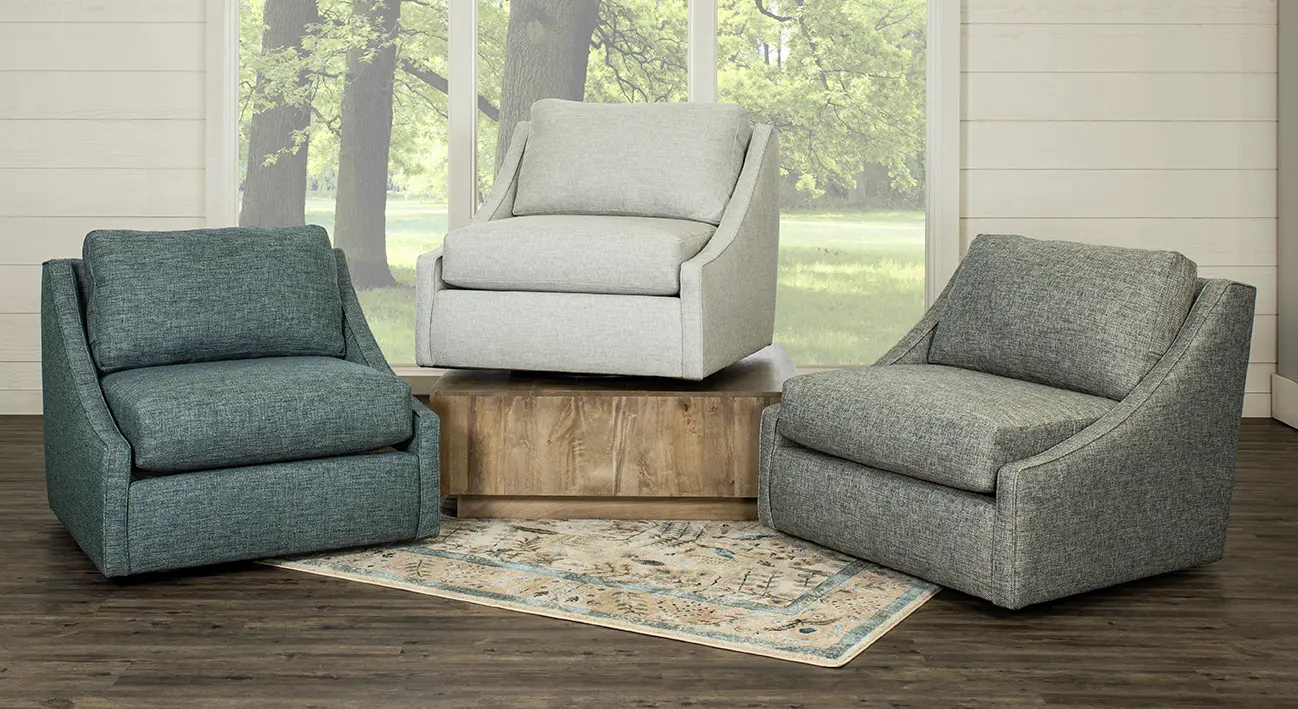 Romee Spa Gray Swivel Accent Chair